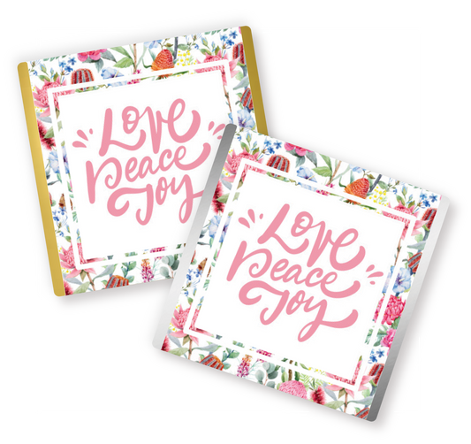 Christmas Chocolate Petites - Love Peace Joy Aussie Floral (per 50)