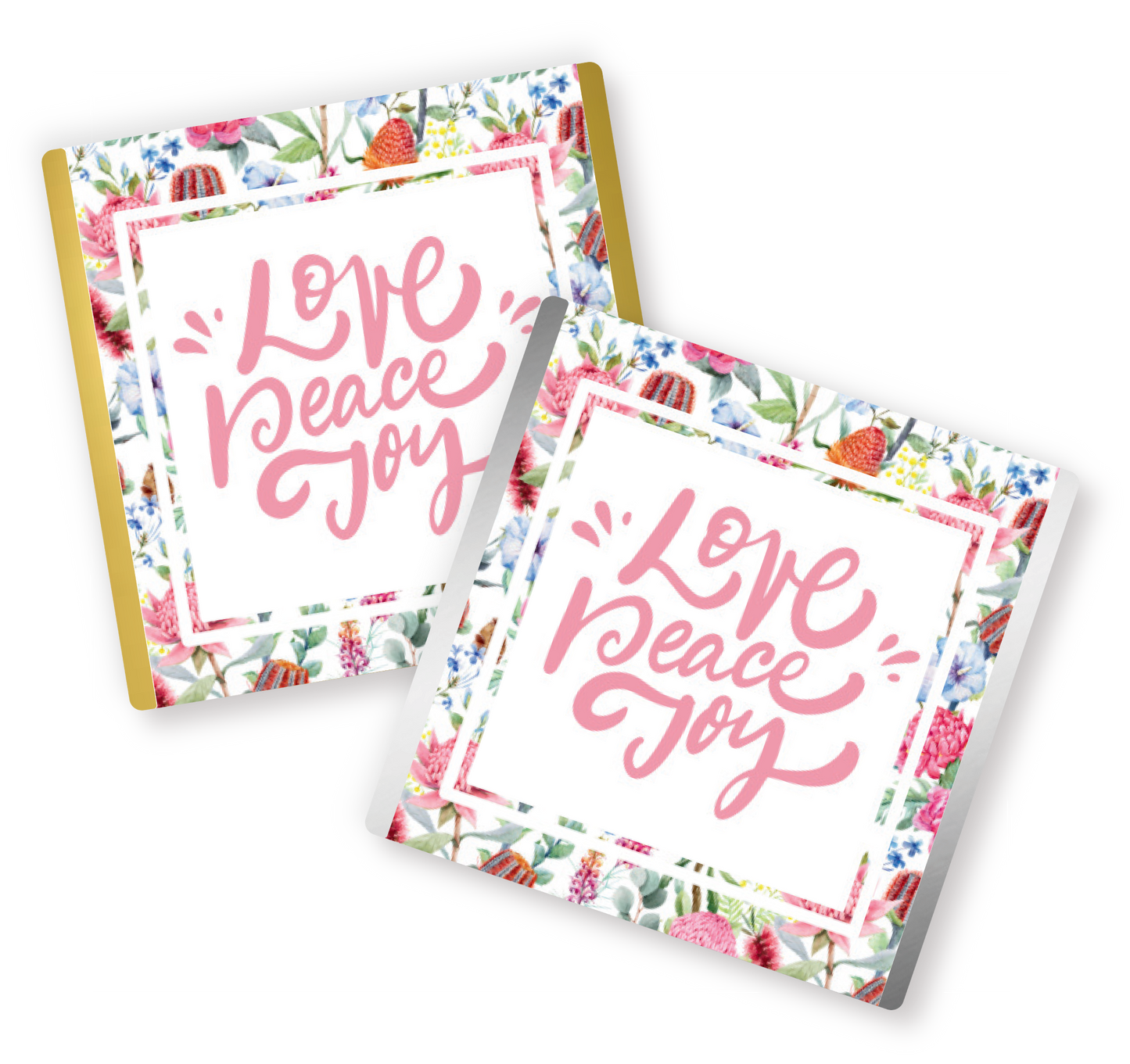 Christmas Chocolate Petites - Love Peace Joy Aussie Floral (per 50)
