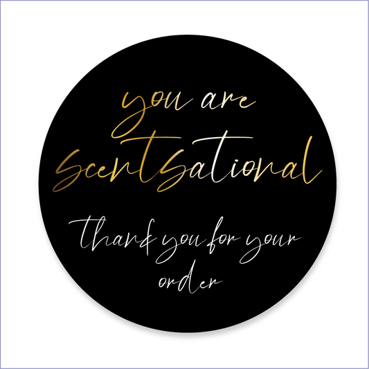 GOLD YOU ARE SCENTSATIONAL - THANK YOU FOR YOUR ORDER - CANDLE STICKERS