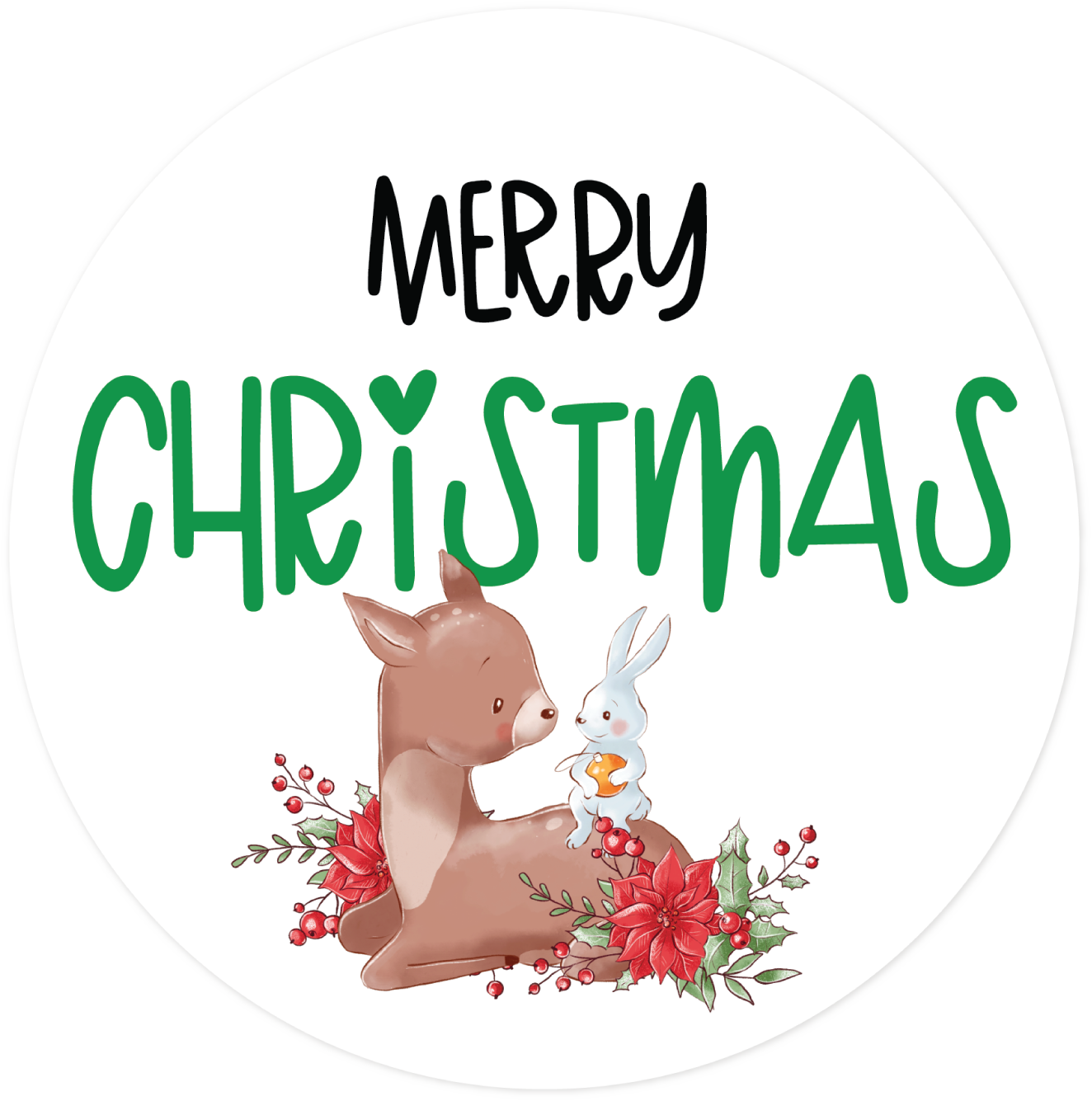 Christmas Stickers - Pack of 20 - Merry Christmas Deer