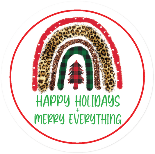 Christmas Stickers - Pack of 20 - Happy Holidays Rainbow